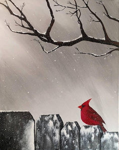 Snowy Cardinal 18 x 24